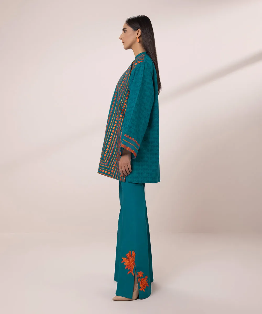 2 Piece - Embroidered Jacquard Suit