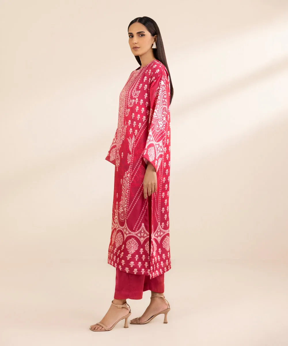 2 Piece - Printed Silk Suit