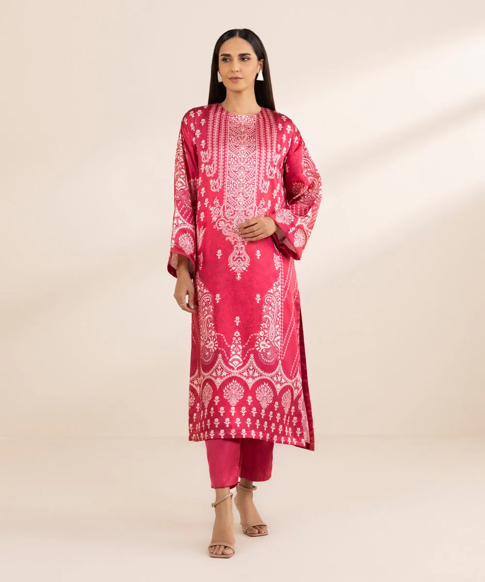 2 Piece - Printed Silk Suit