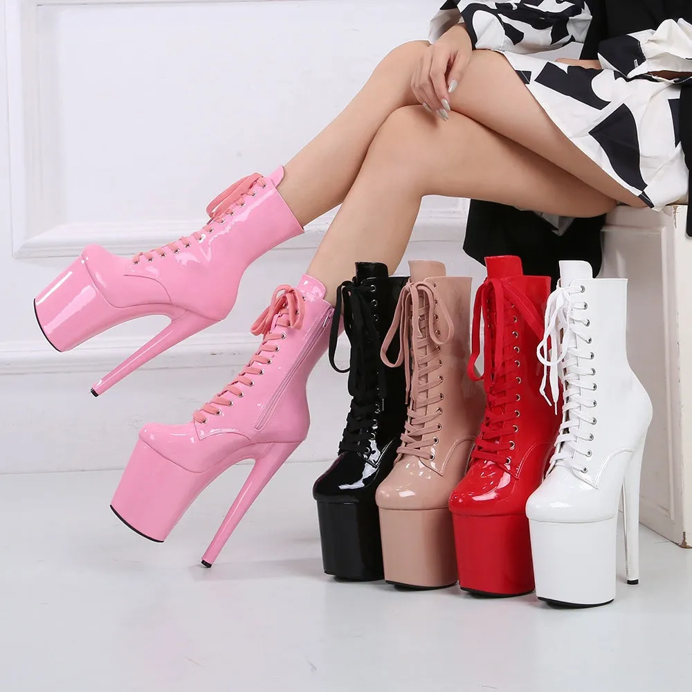 20 cm stripper high heels Sexy women's shoes model ankle booties women clubs Cosplay pole dancing ankle boots