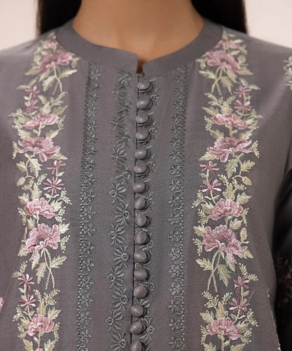 3 Piece - Embroidered Cotton Net Suit