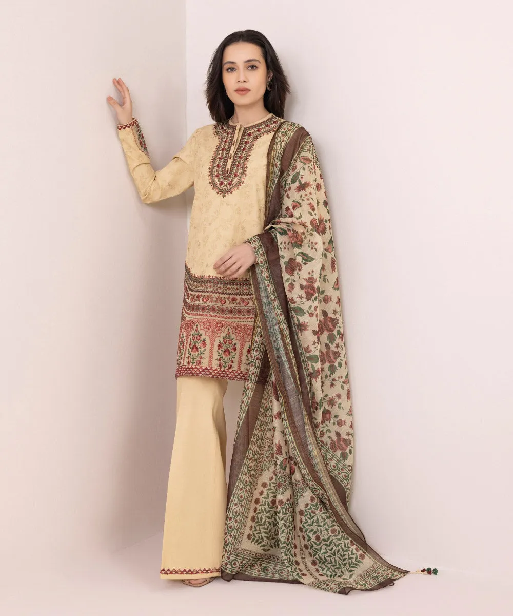 3 Piece - Embroidered Jacquard Suit