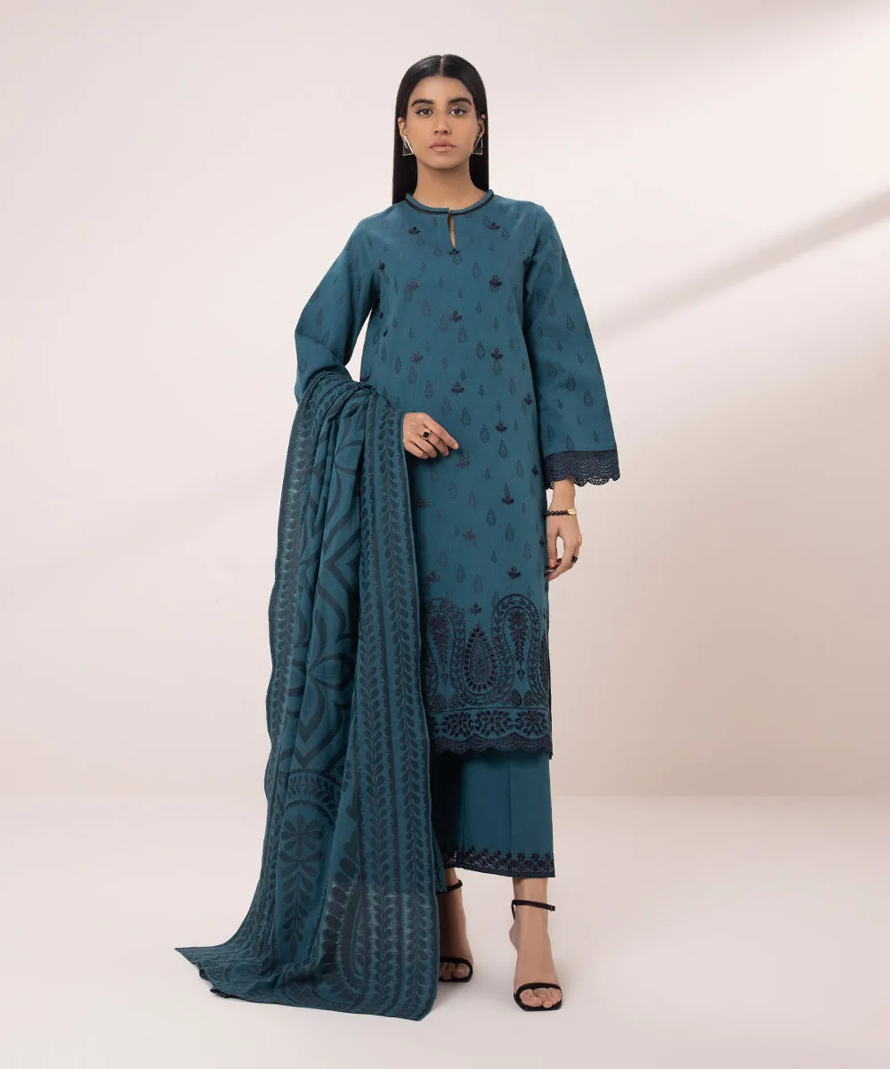 3 Piece - Embroidered Jacquard Suit