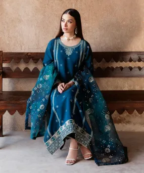 3 Piece - Embroidered Raw Silk Suit