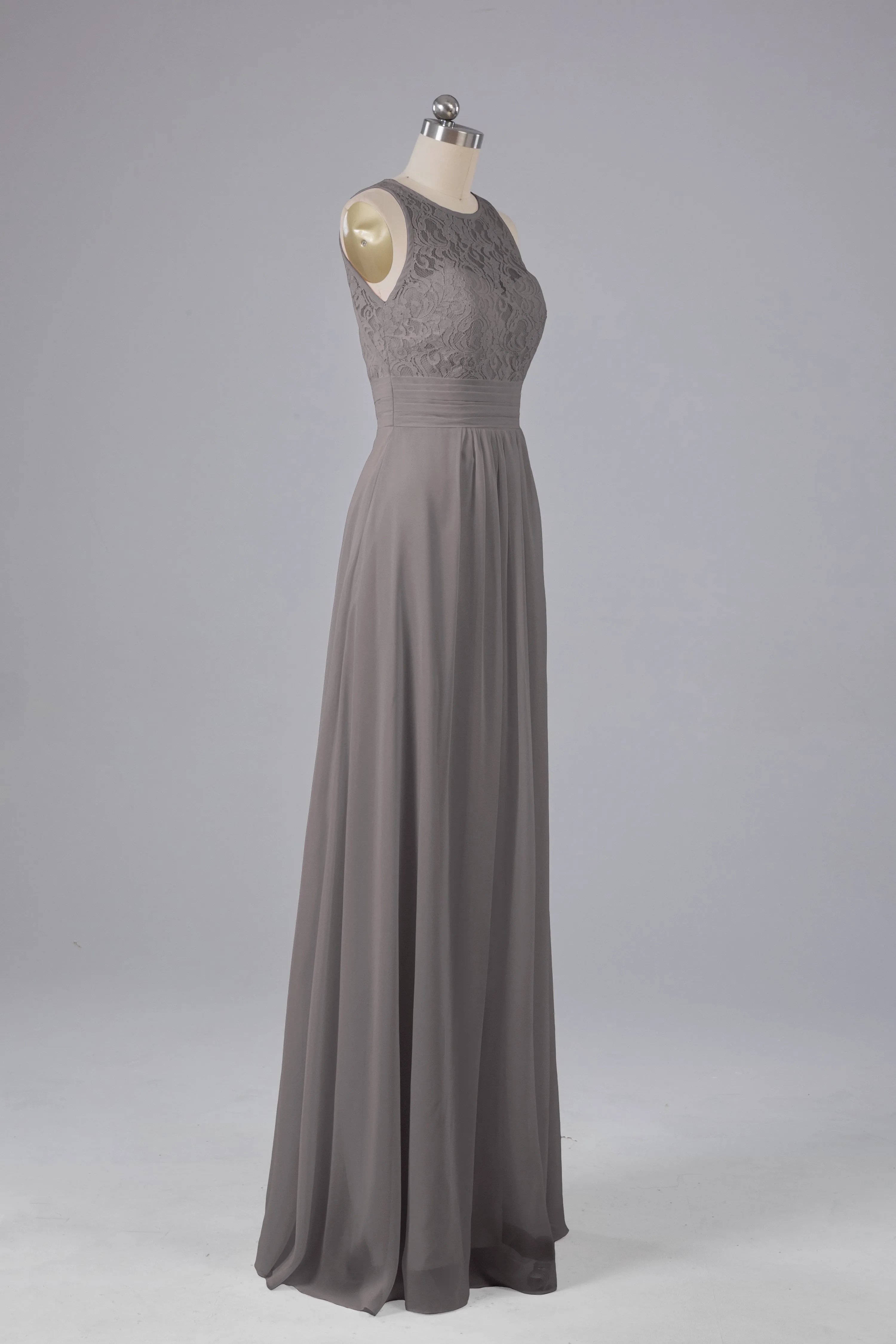 A Line Keyhole Floor Length Bridesmaid Dresses