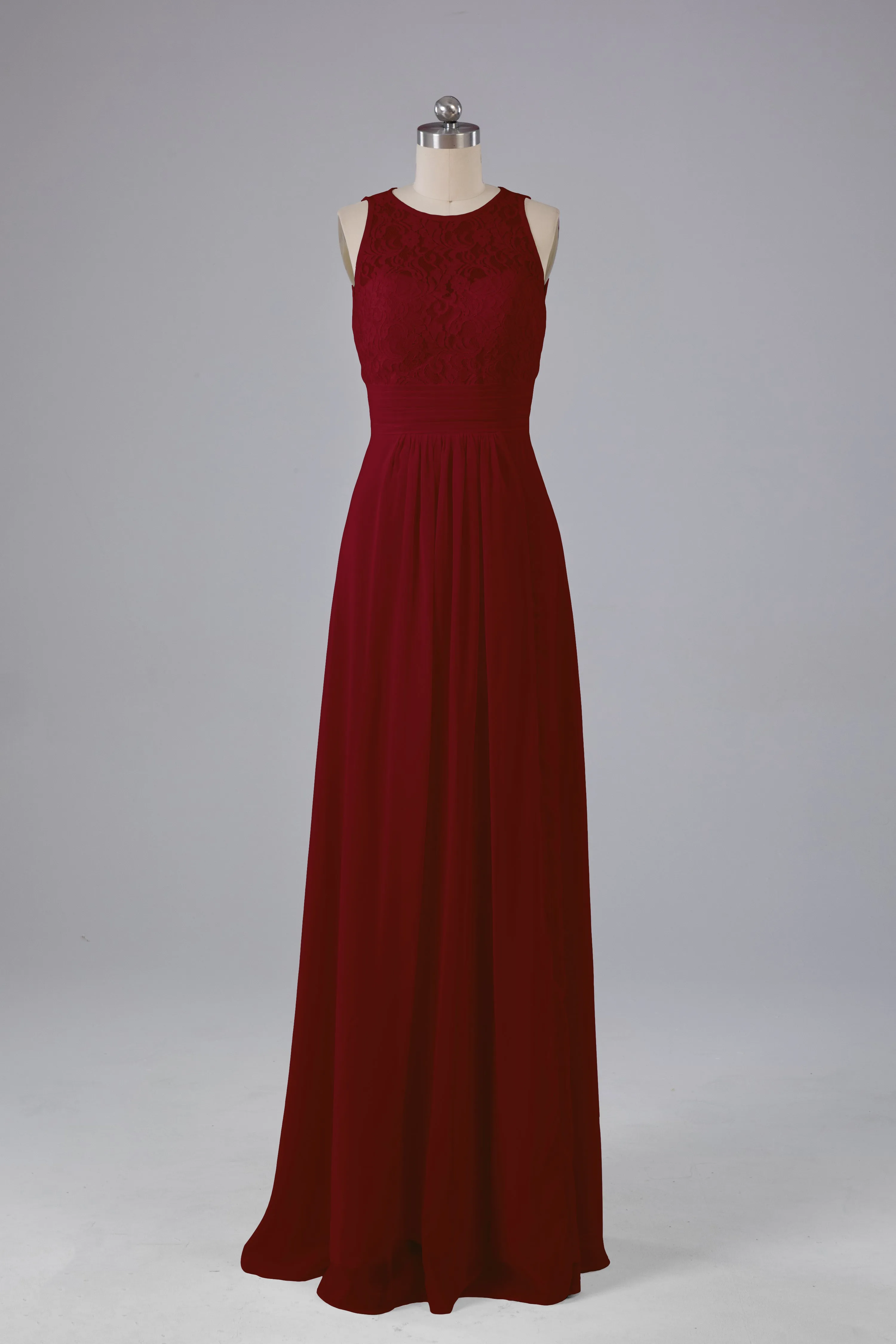 A Line Keyhole Floor Length Bridesmaid Dresses