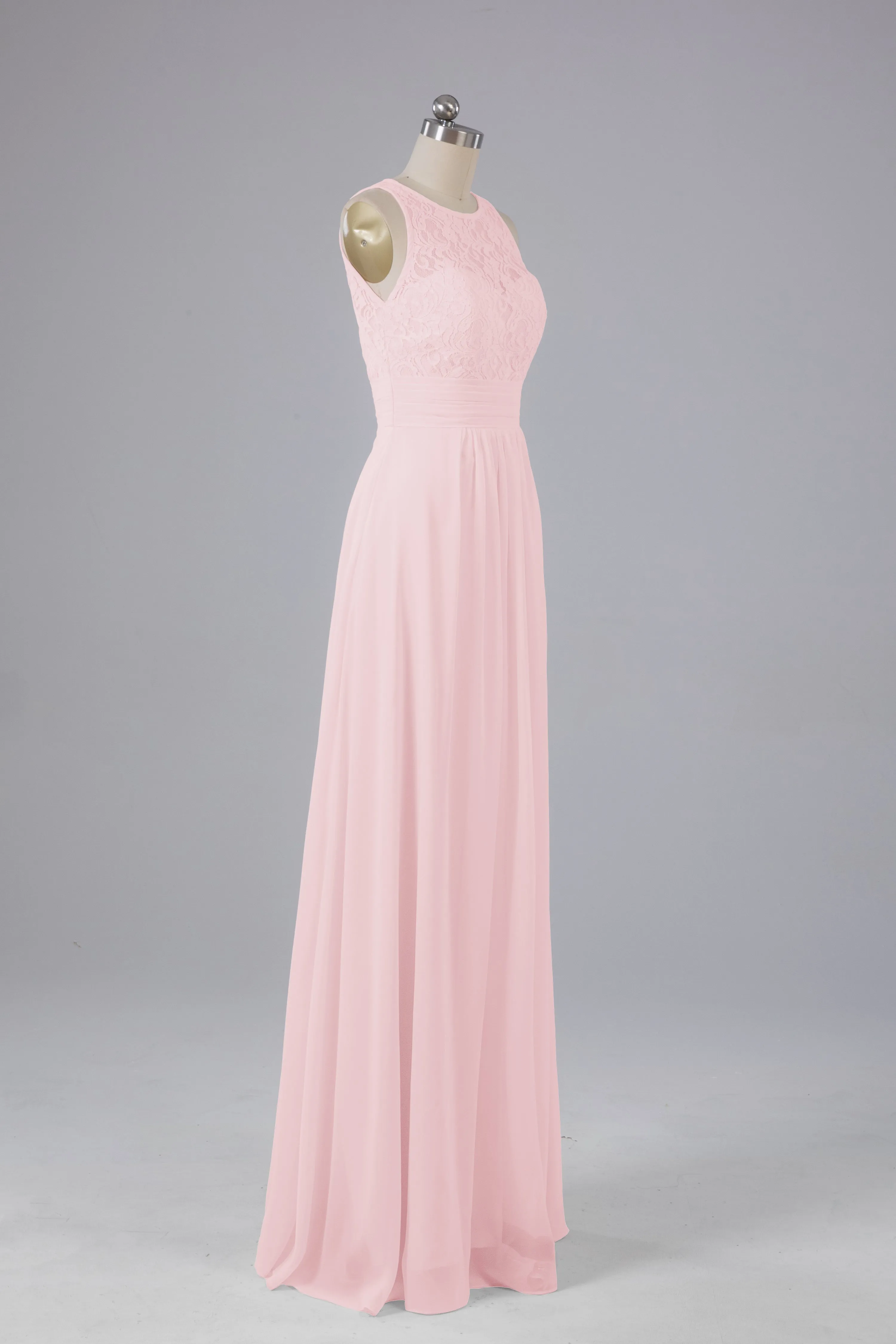 A Line Keyhole Floor Length Bridesmaid Dresses