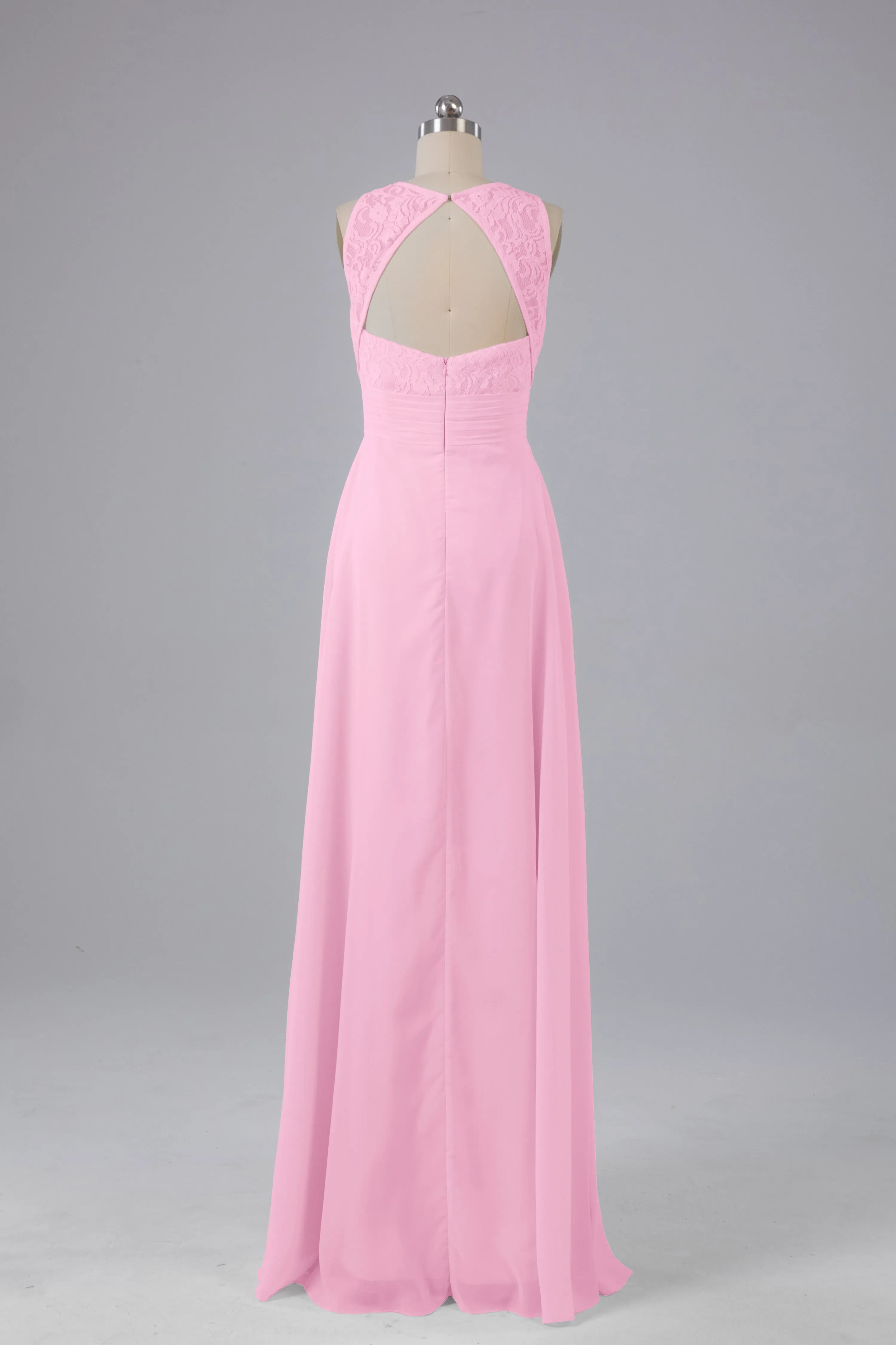 A Line Keyhole Floor Length Bridesmaid Dresses