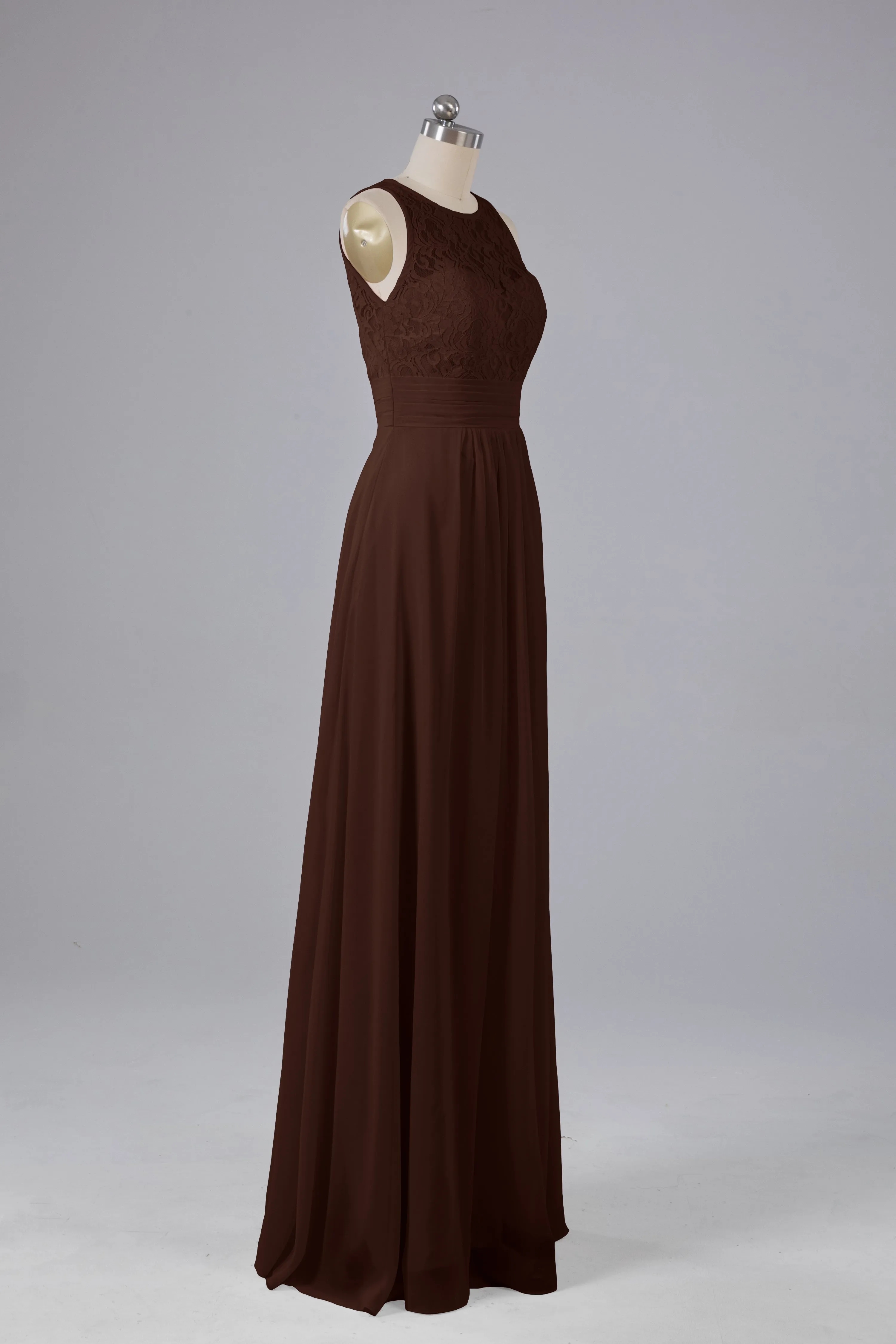 A Line Keyhole Floor Length Bridesmaid Dresses