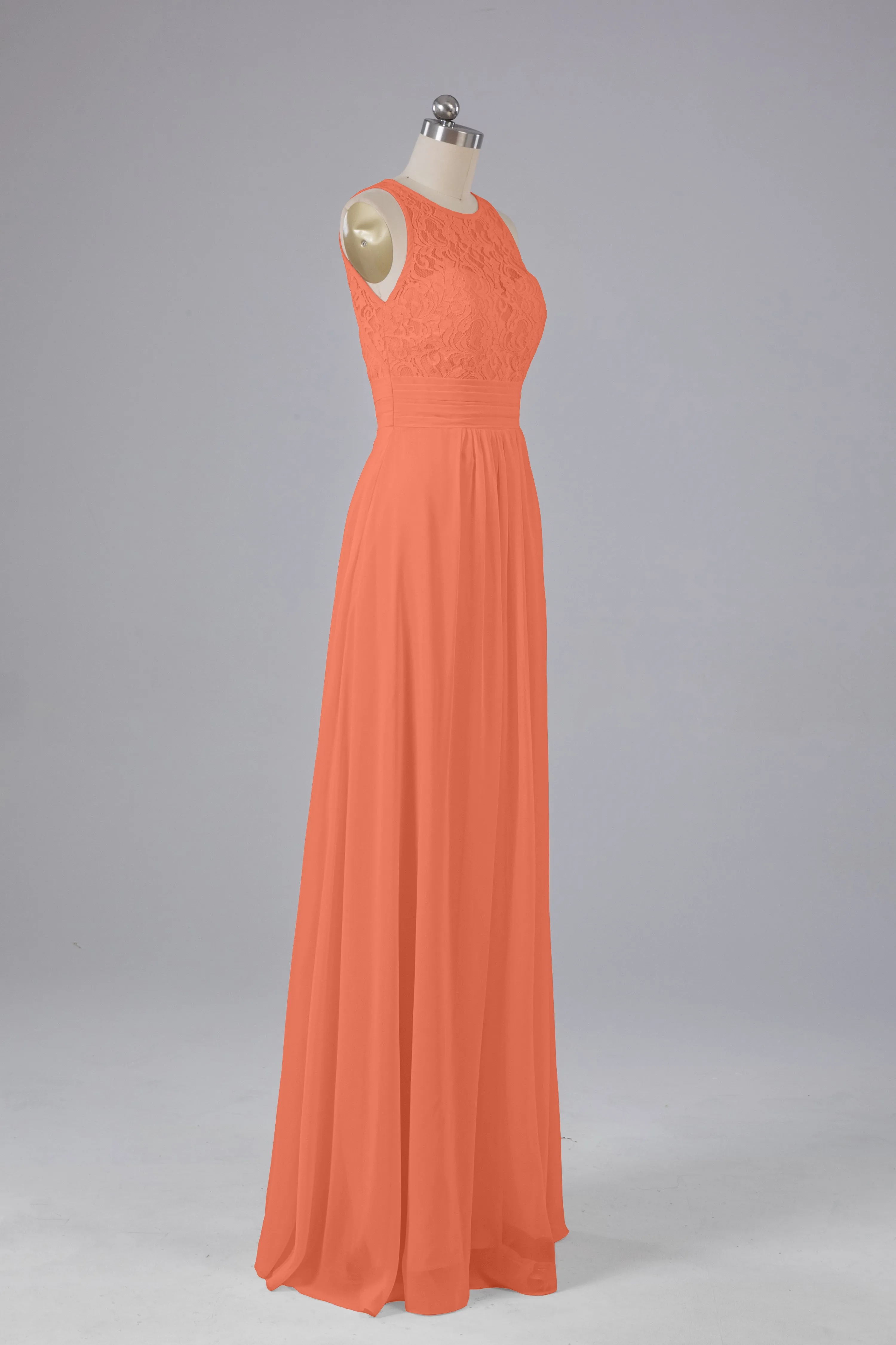 A Line Keyhole Floor Length Bridesmaid Dresses