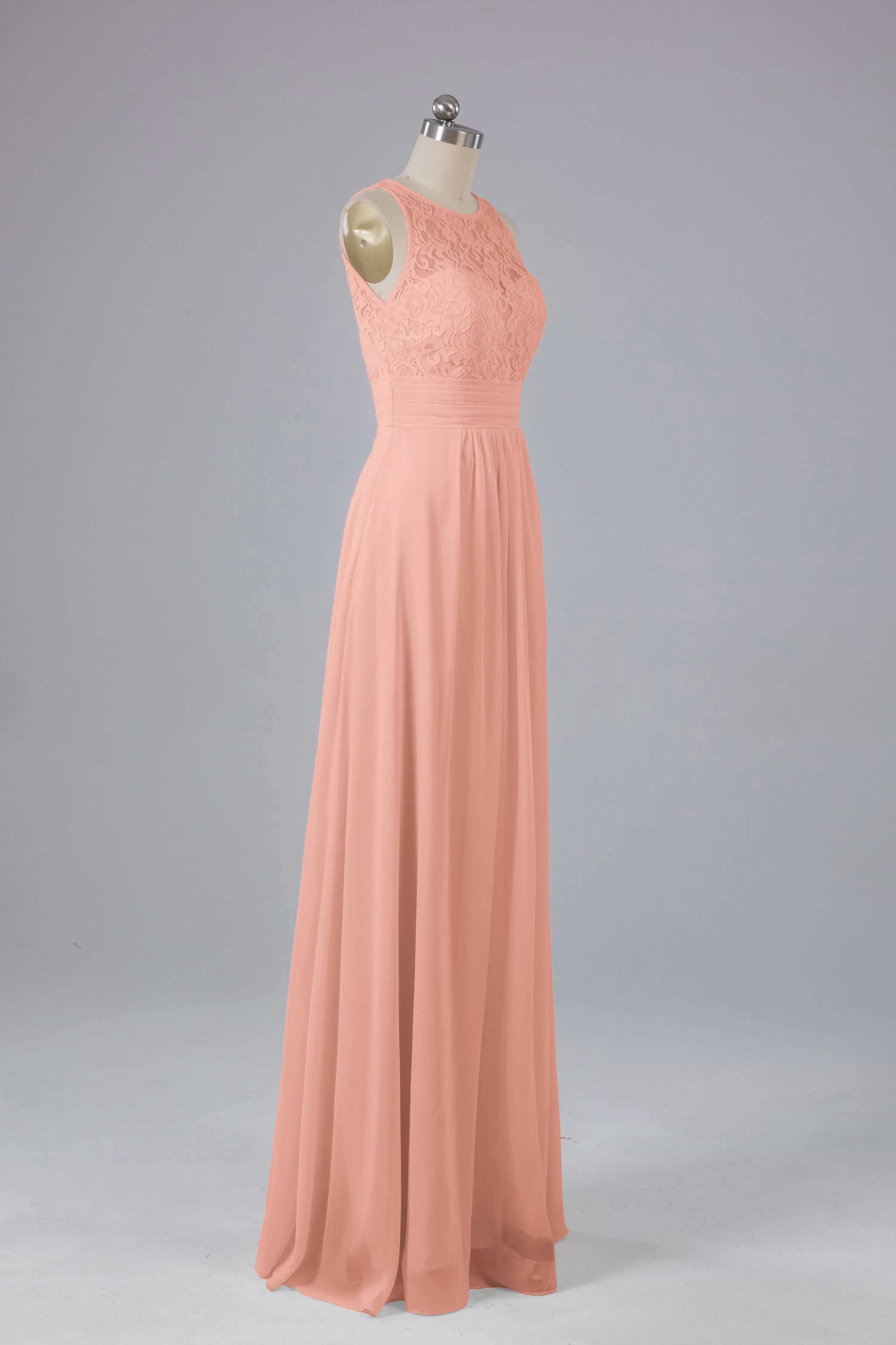 A Line Keyhole Floor Length Bridesmaid Dresses