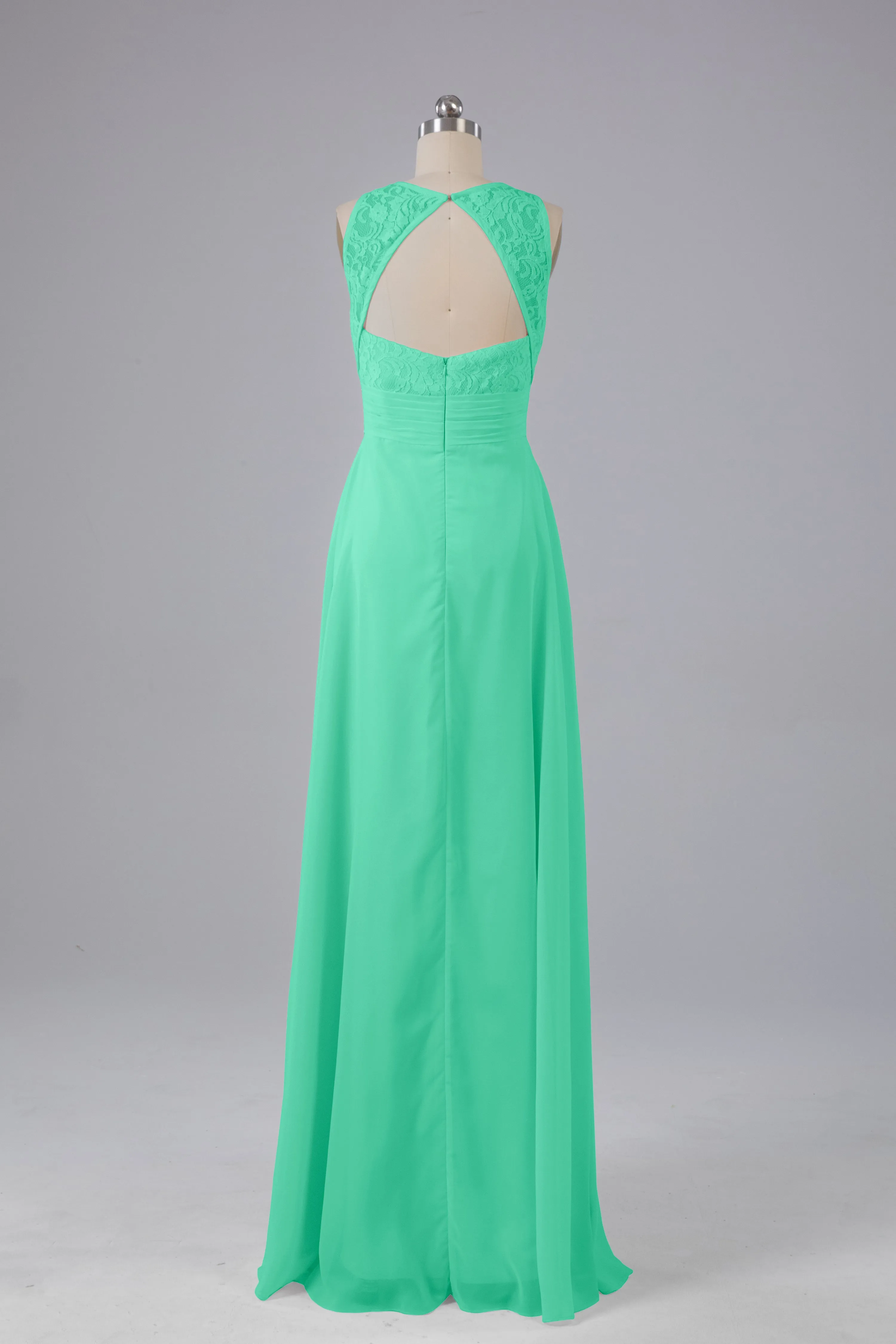 A Line Keyhole Floor Length Bridesmaid Dresses