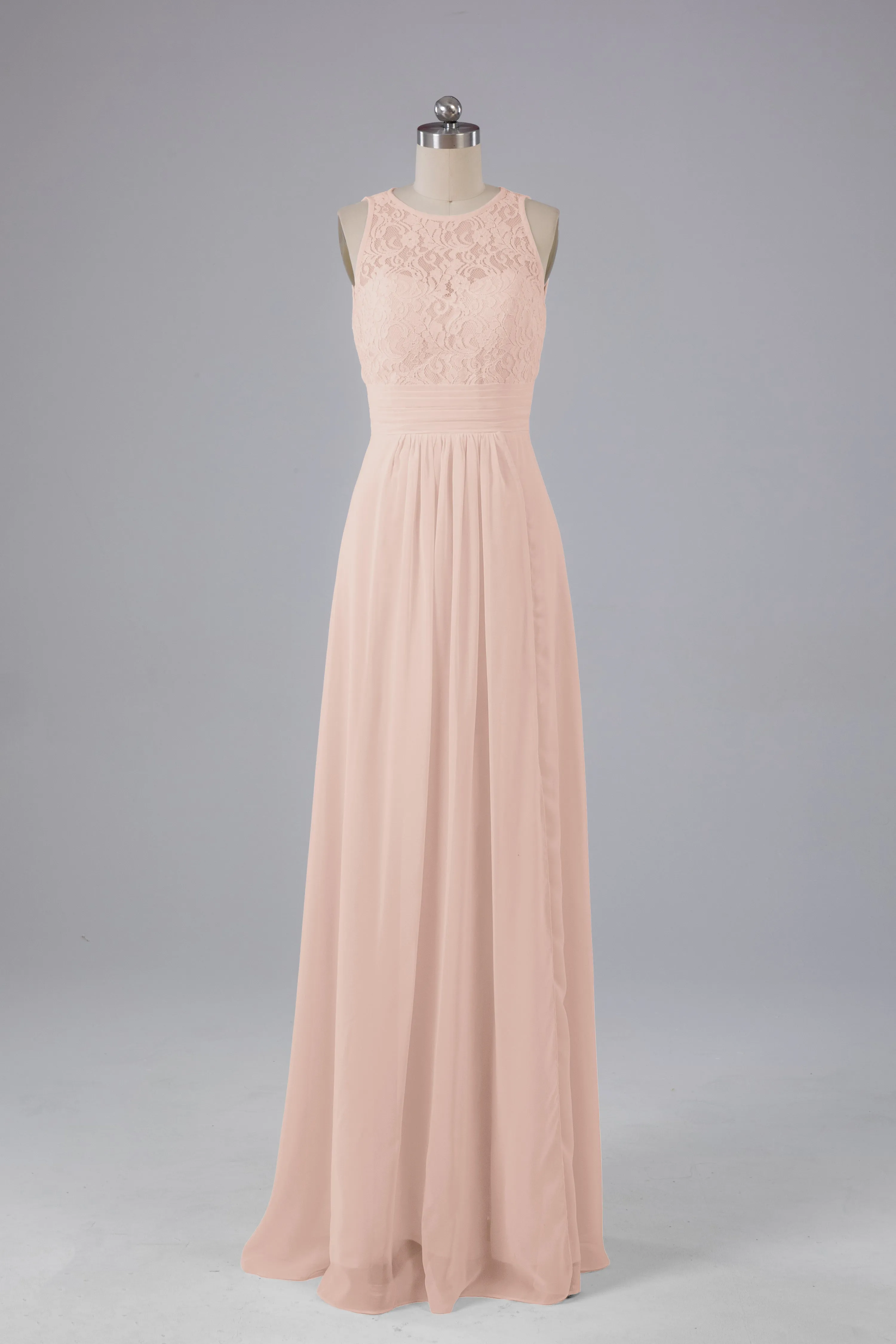 A Line Keyhole Floor Length Bridesmaid Dresses