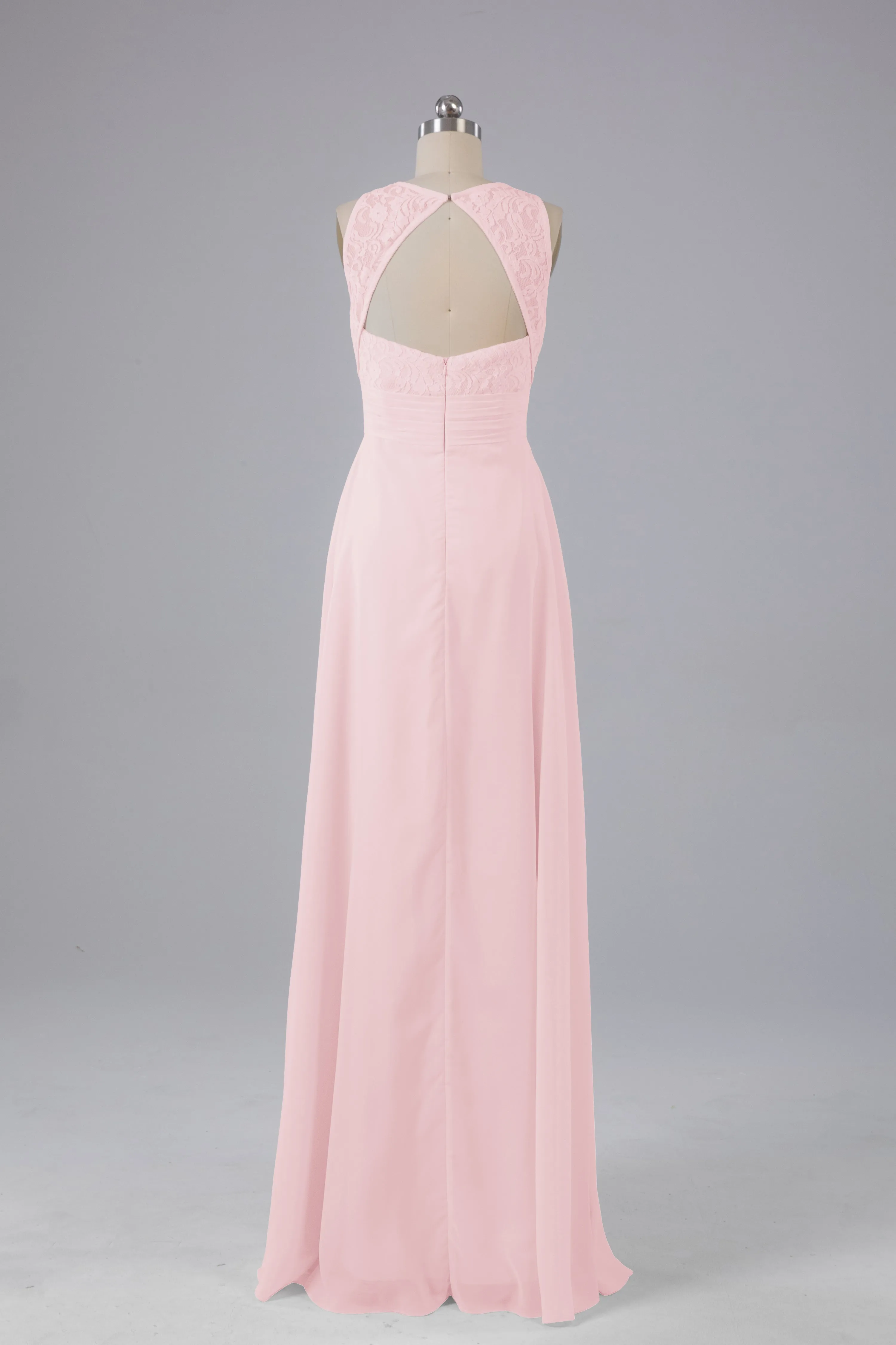 A Line Keyhole Floor Length Bridesmaid Dresses