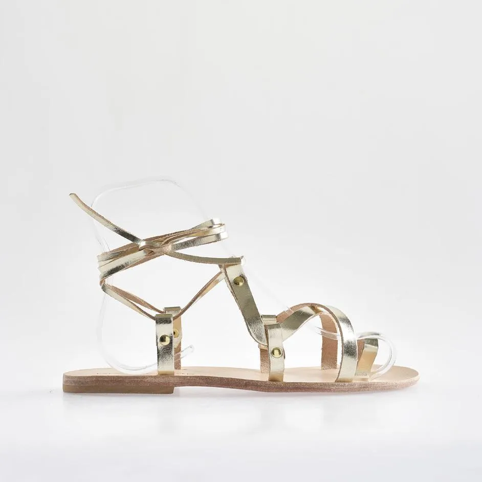 Alasia Lifestyle Meropi Lace Up Sandals - Metallic Gold