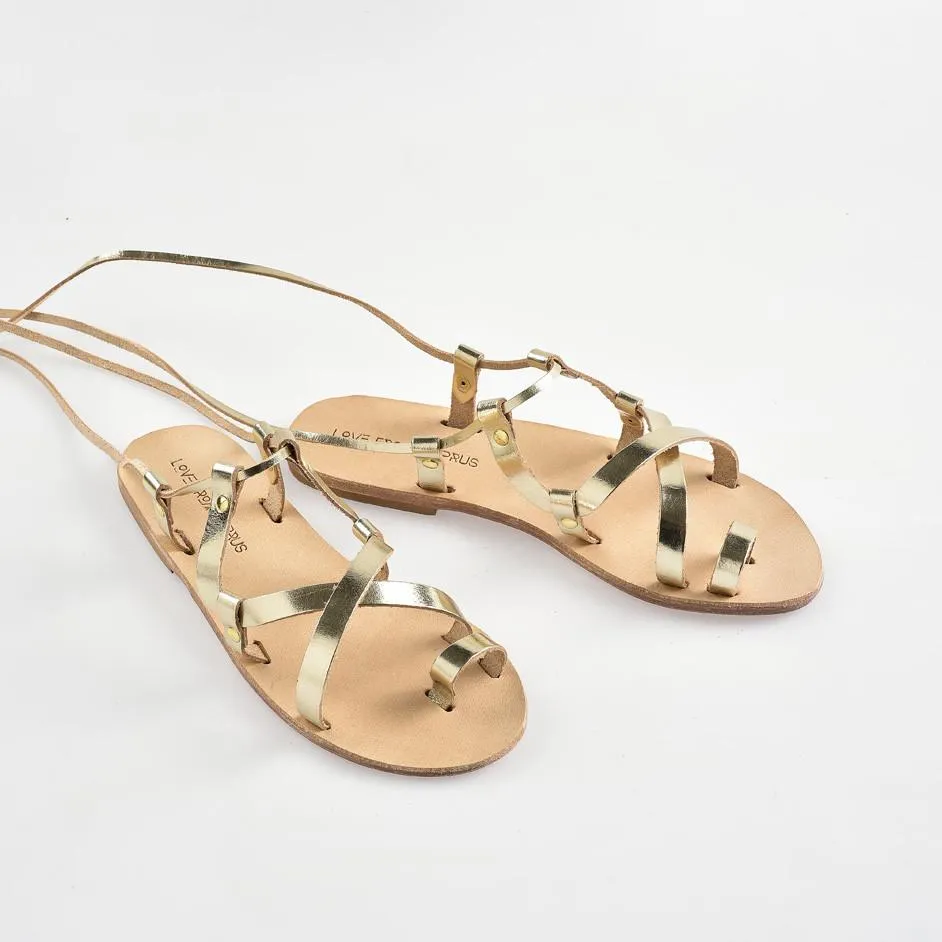 Alasia Lifestyle Meropi Lace Up Sandals - Metallic Gold