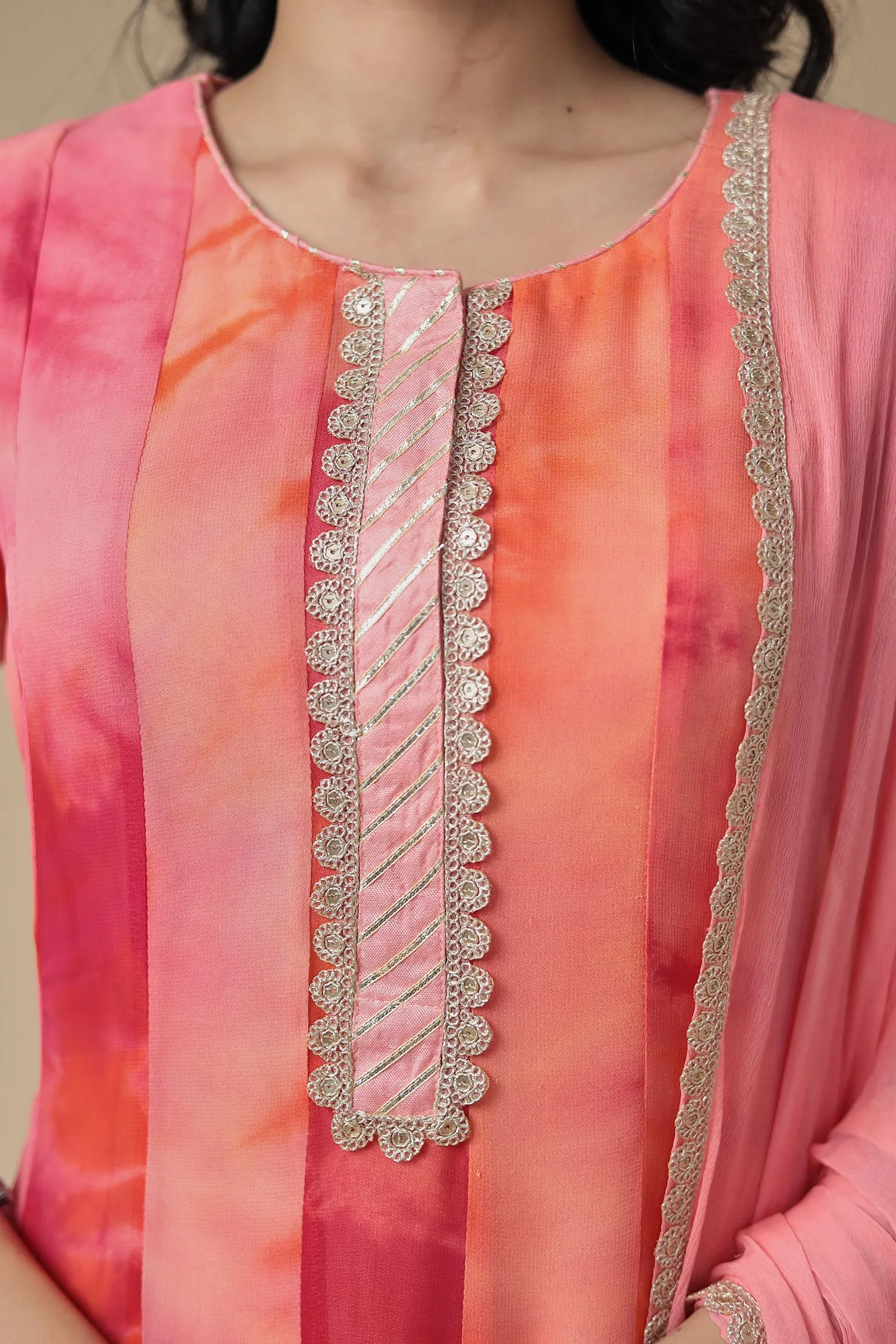 Anarkali Tie & Dye Georgette Suit with Embroidered work