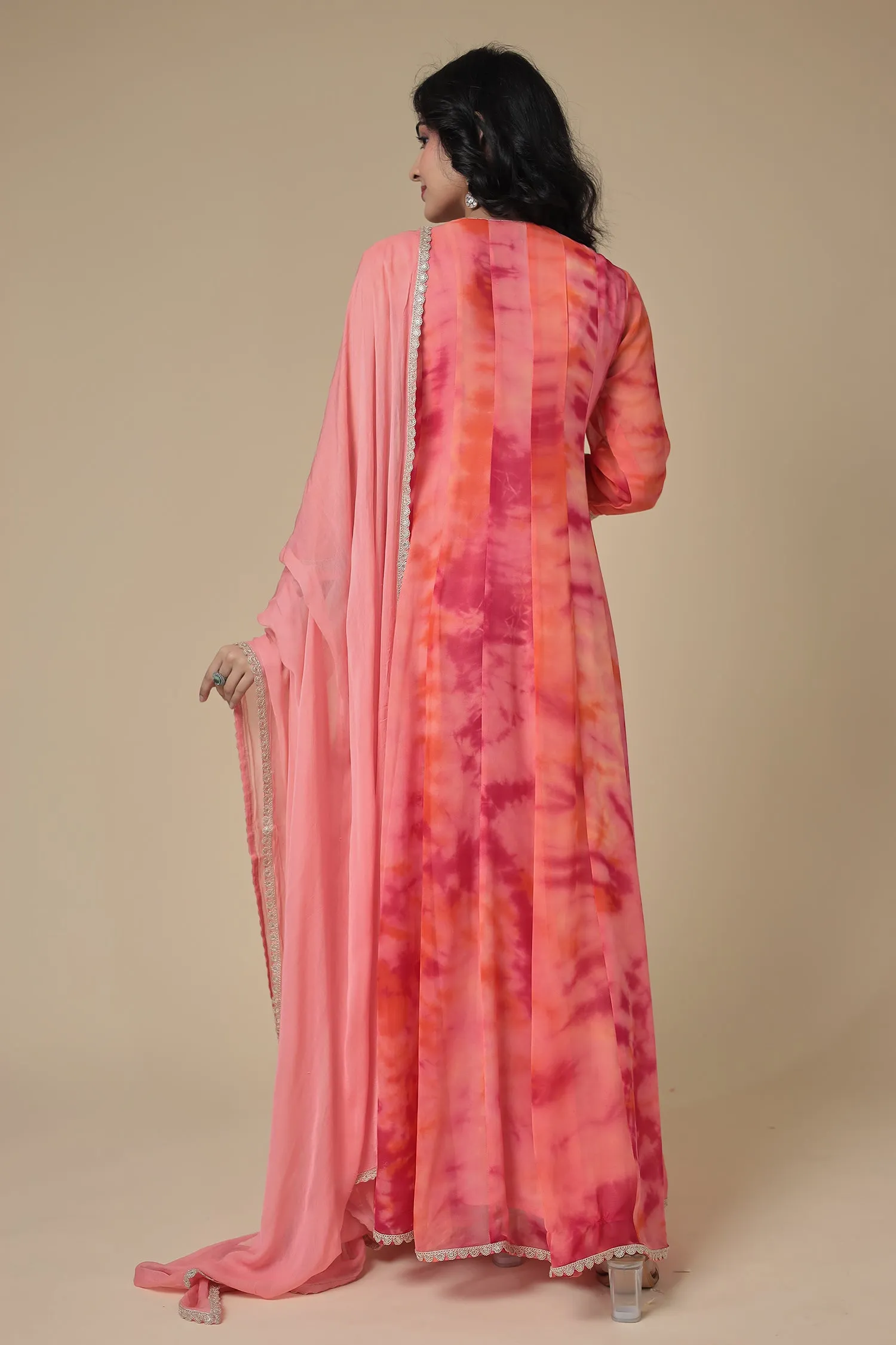 Anarkali Tie & Dye Georgette Suit with Embroidered work