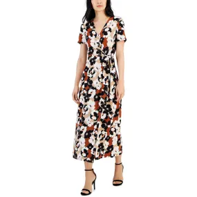 Anne Klein Womens Daytime Tea-Length Wrap Dress