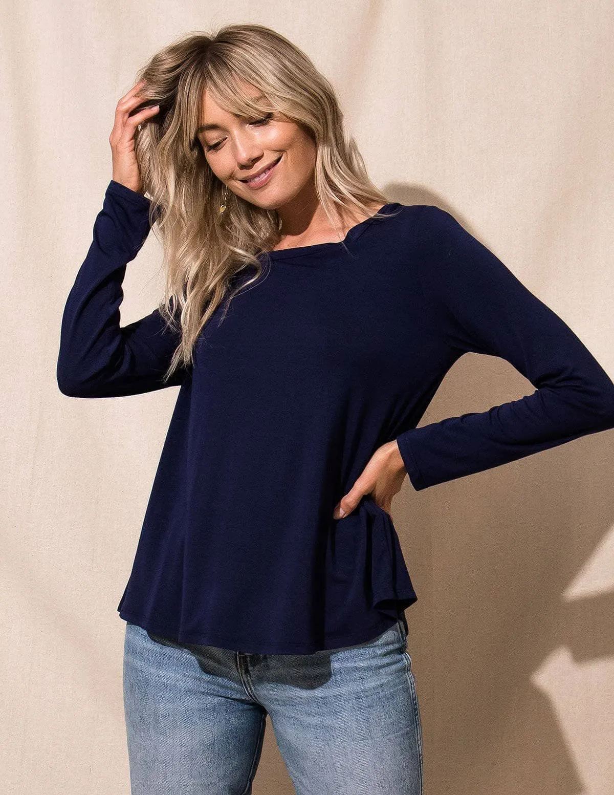 Bamboo Relaxed Long Sleeve Tee - As-Is-Clearance