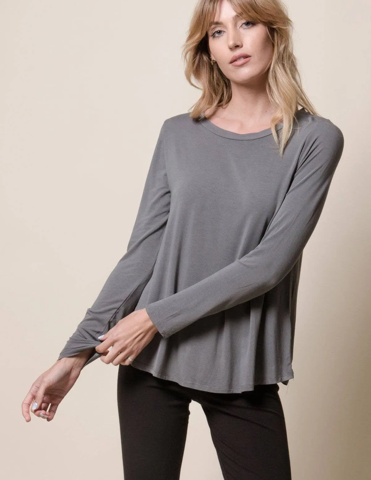 Bamboo Relaxed Long Sleeve Tee - As-Is-Clearance