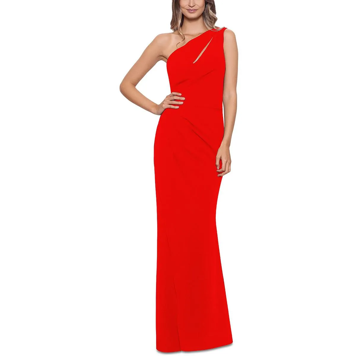 Betsy & Adam Womens Georgette Cut-Out Evening Dress