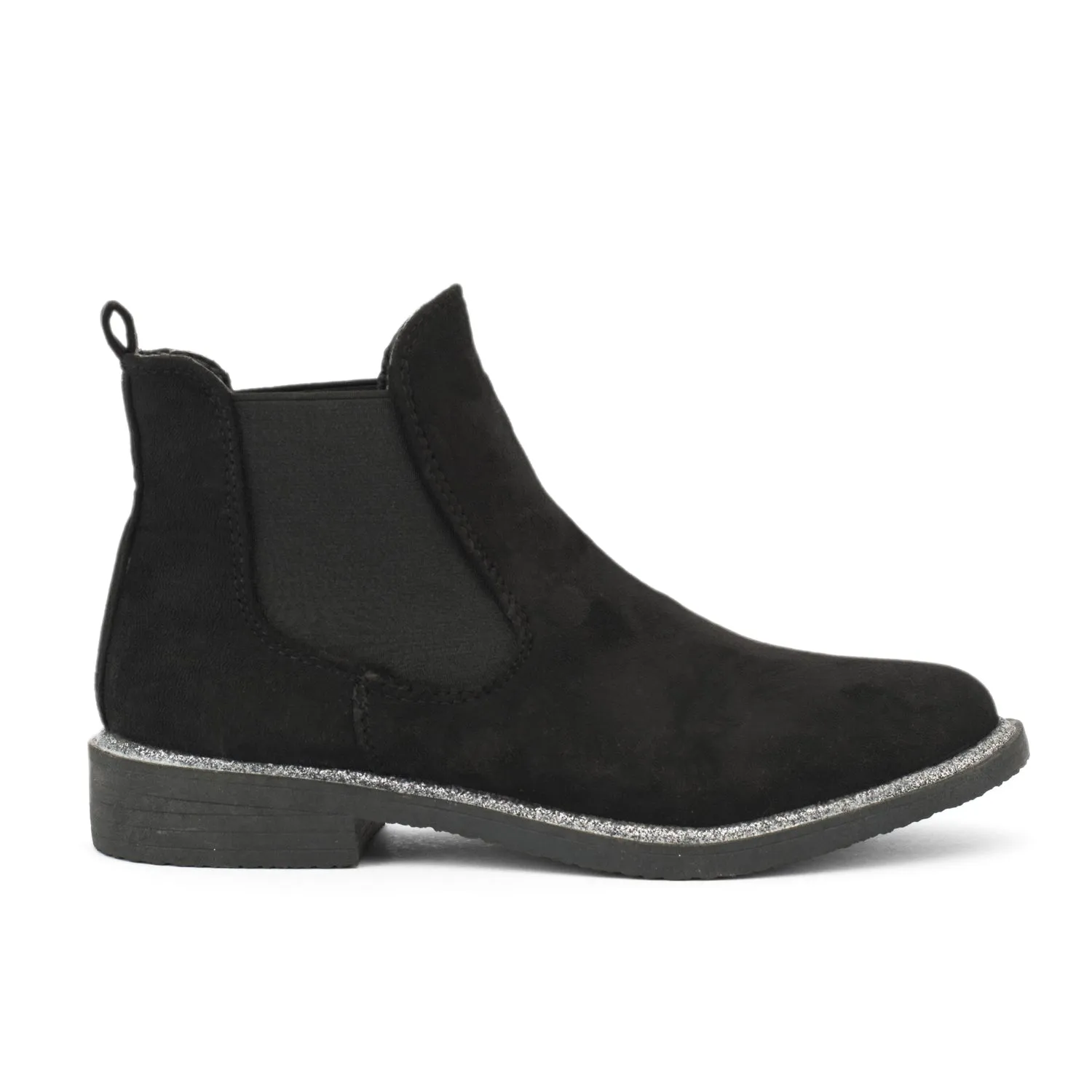 Black Glitter Detail Chelsea Boot