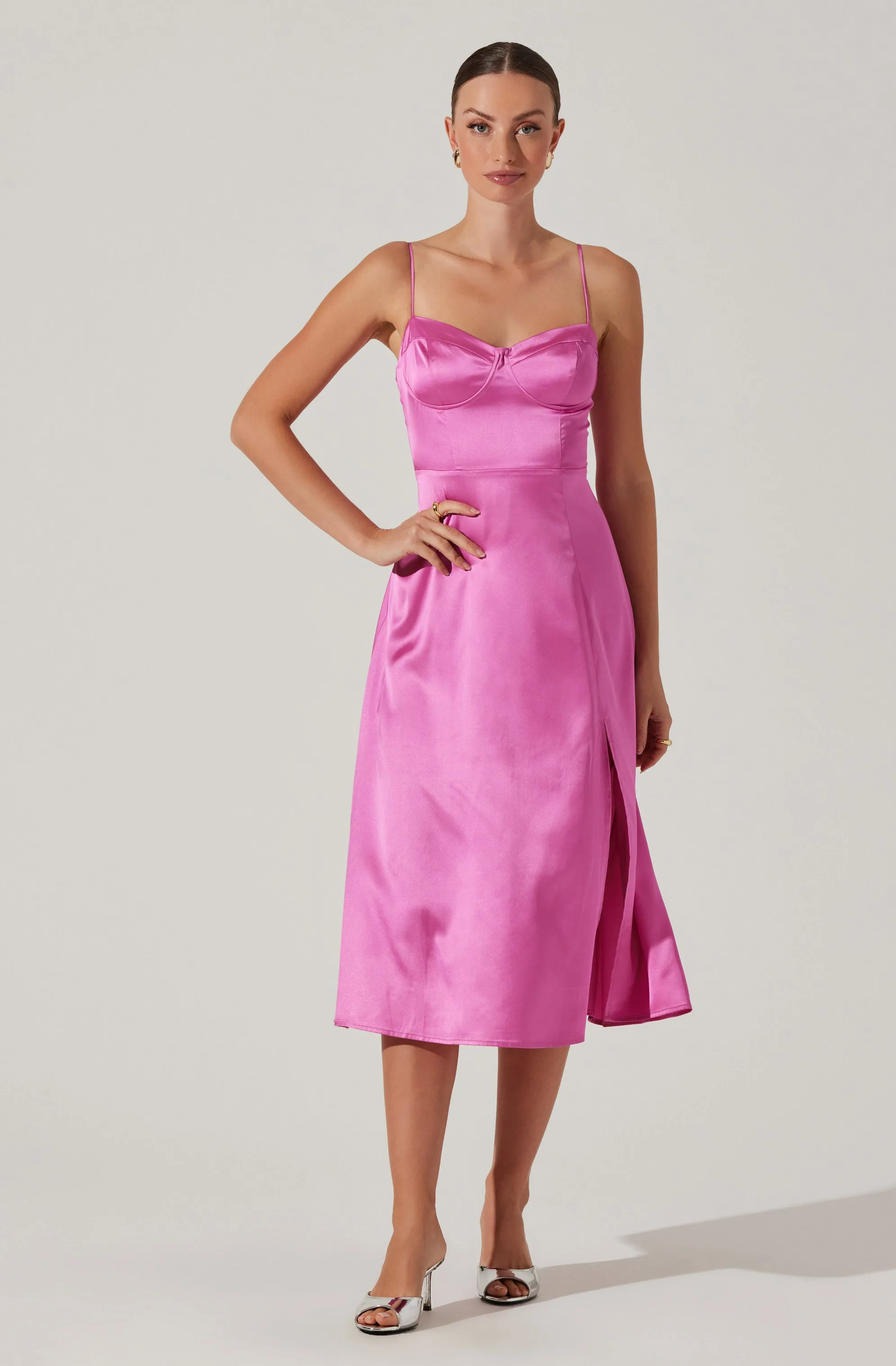 Bustier Satin Midi Dress