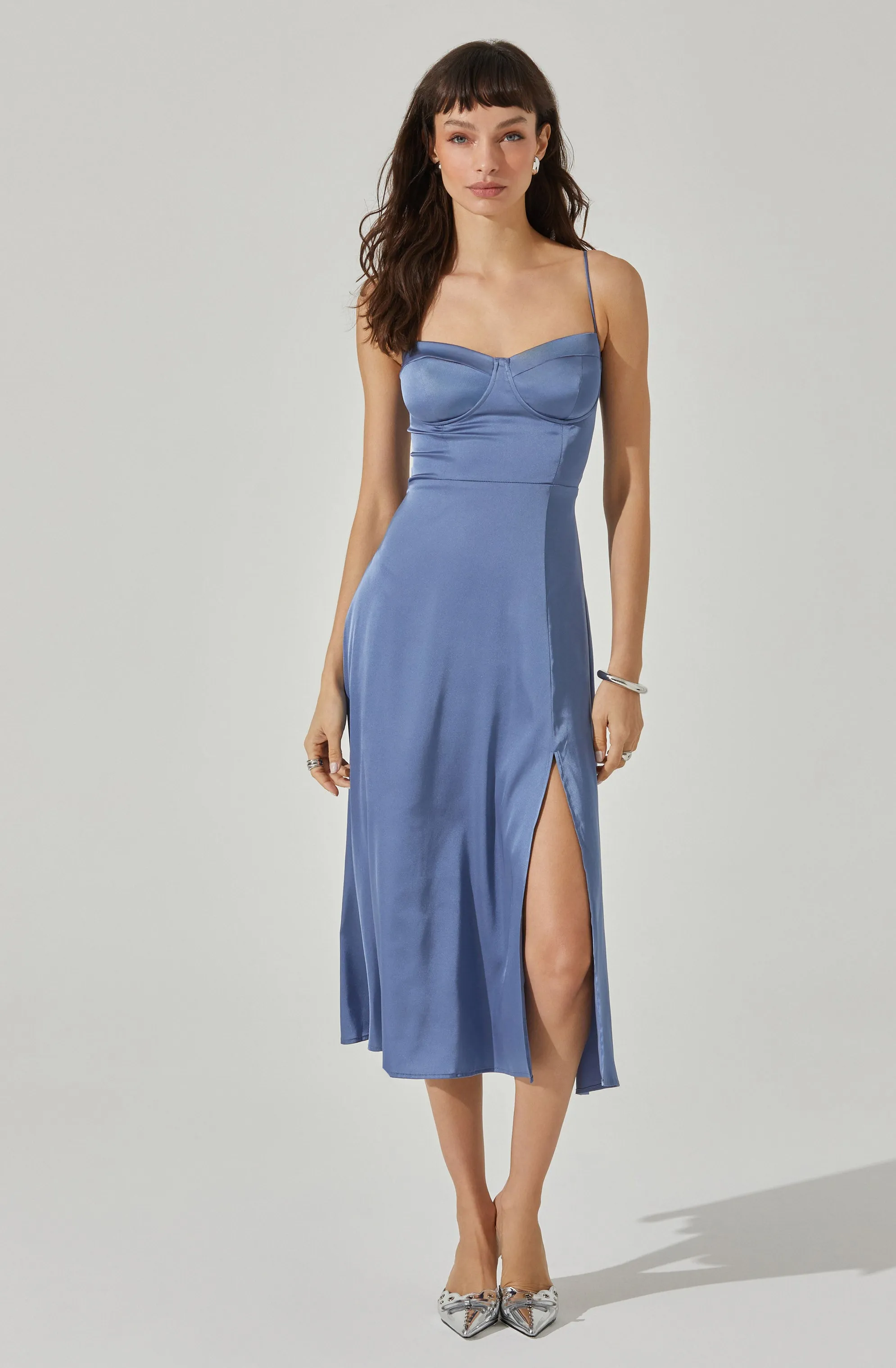 Bustier Satin Midi Dress