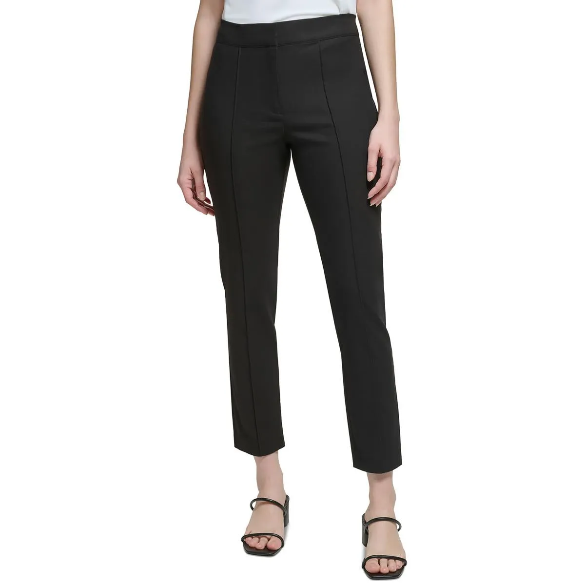 Calvin Klein Womens High Rise Slim Ankle Pants