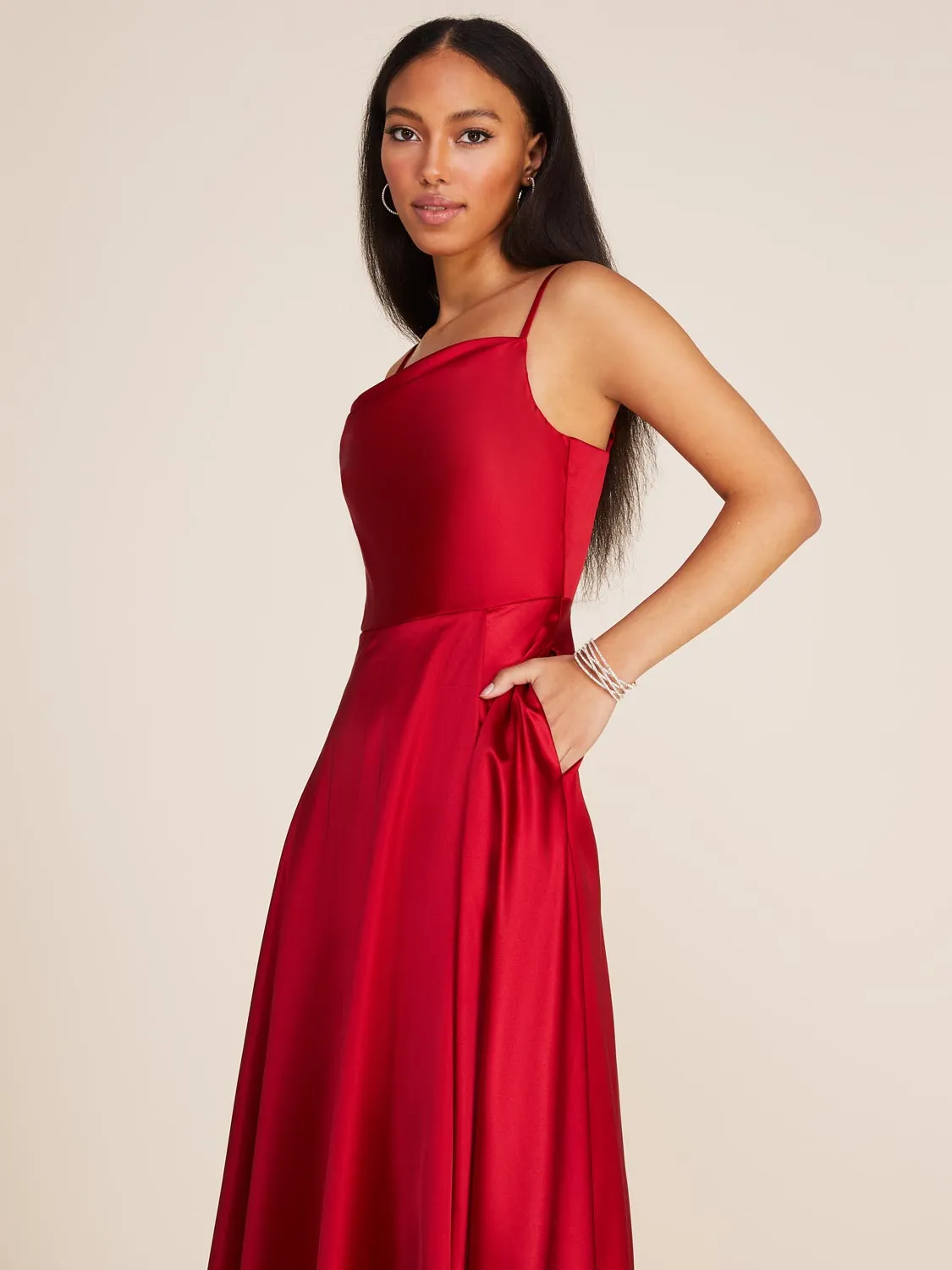 Cowl Neck Satin Gown