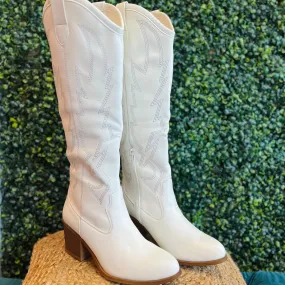 Dixie White Embroidered Cowboy Boot