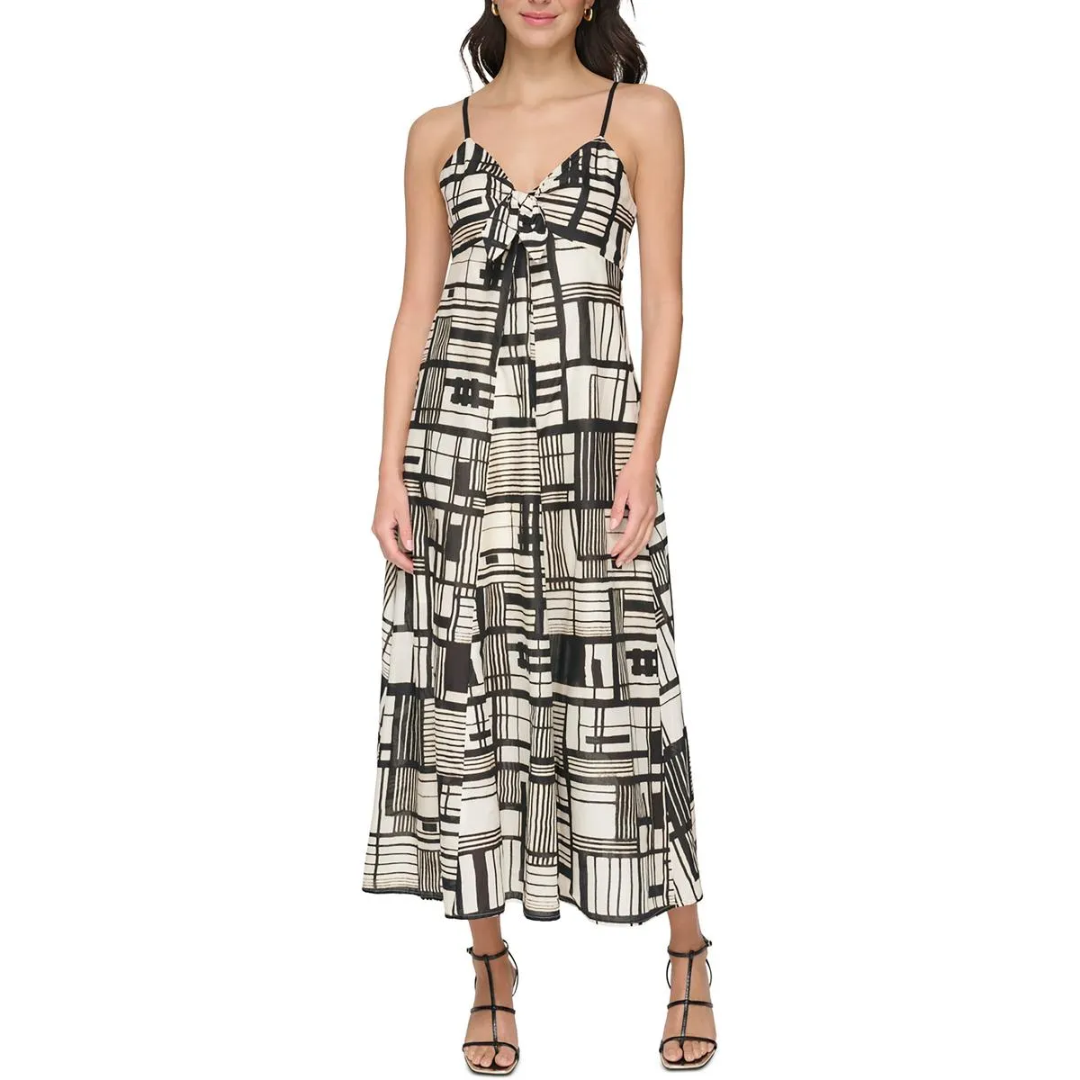 DKNY Womens Cotton Patterned Midi Dress