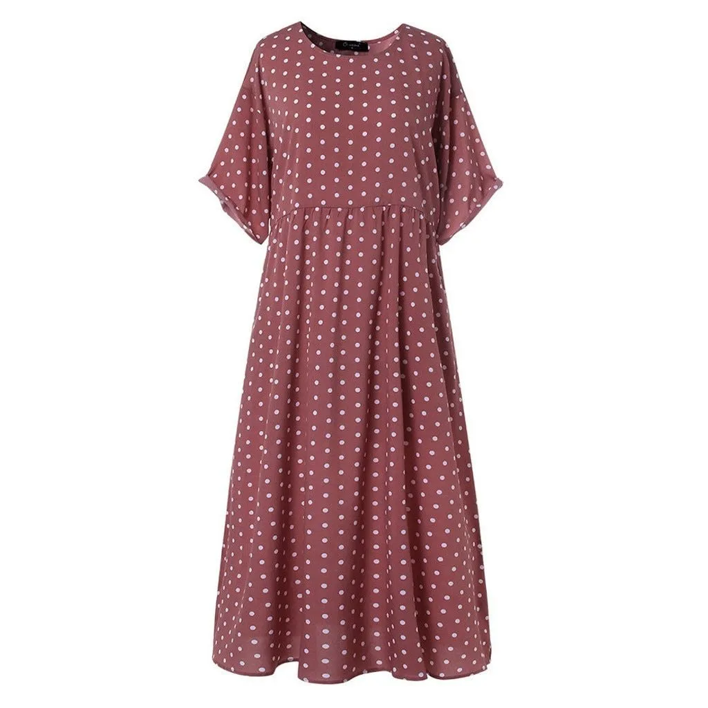 Dress O Neck Dot Peinted Casual vestido