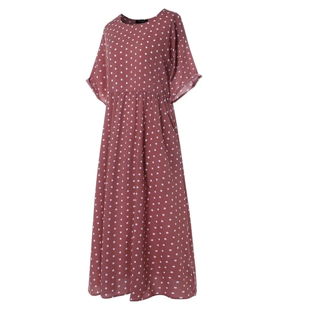 Dress O Neck Dot Peinted Casual vestido