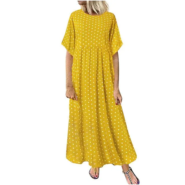 Dress O Neck Dot Peinted Casual vestido