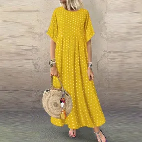 Dress O Neck Dot Peinted Casual vestido