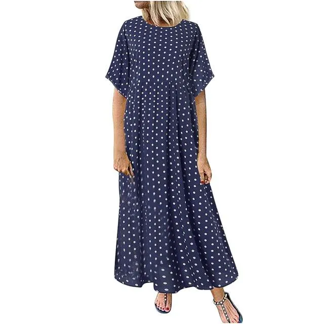 Dress O Neck Dot Peinted Casual vestido