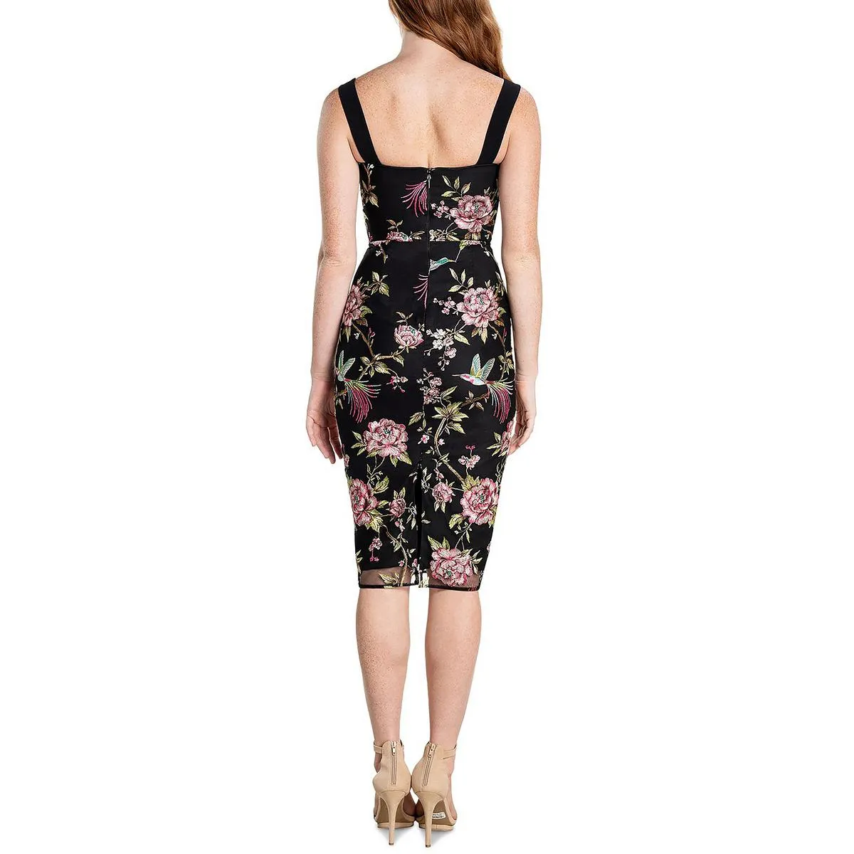 Dress The Population Womens Embroidered Knee-Length Bodycon Dress