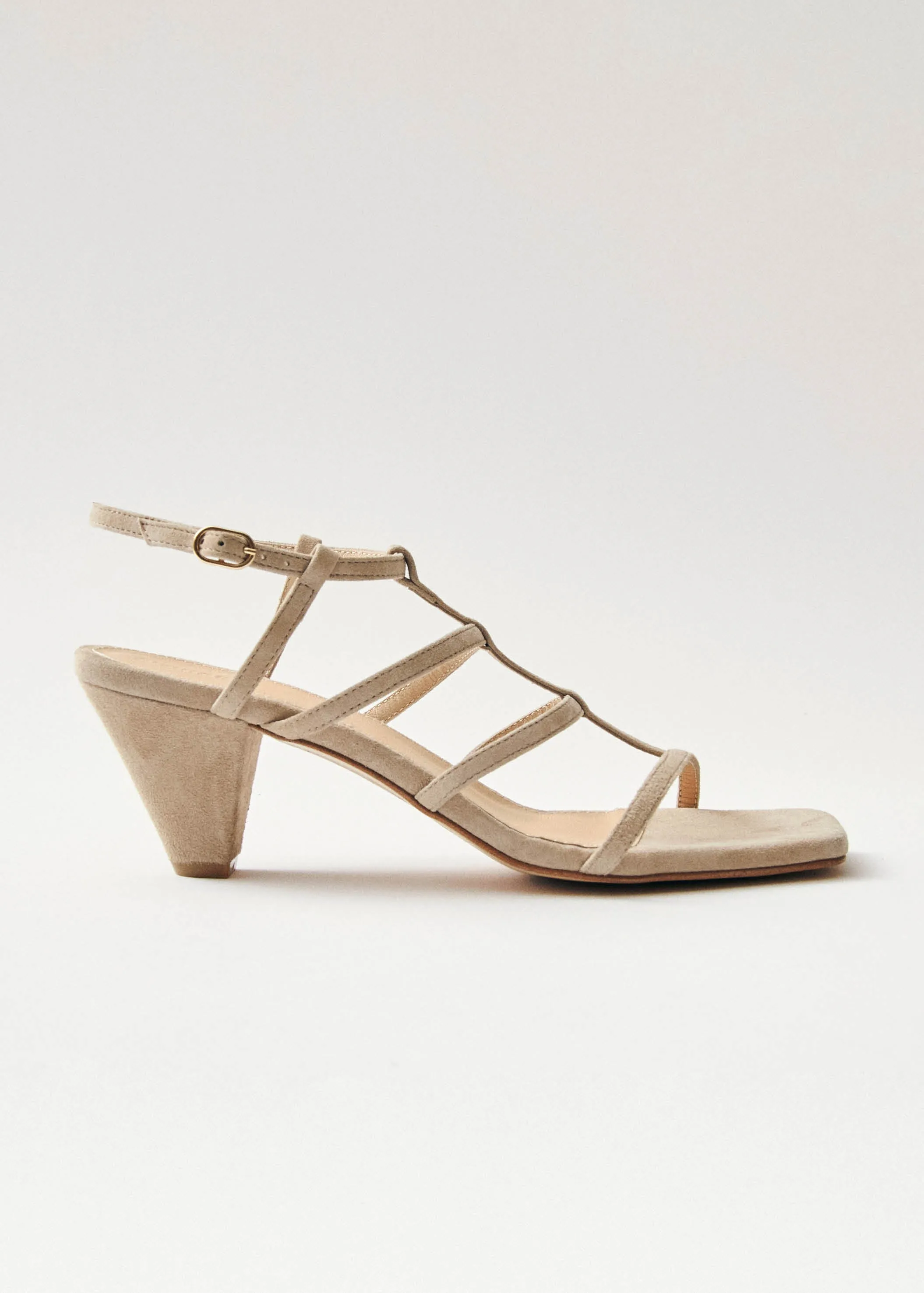 Elara Suede Taupe Leather Sandals