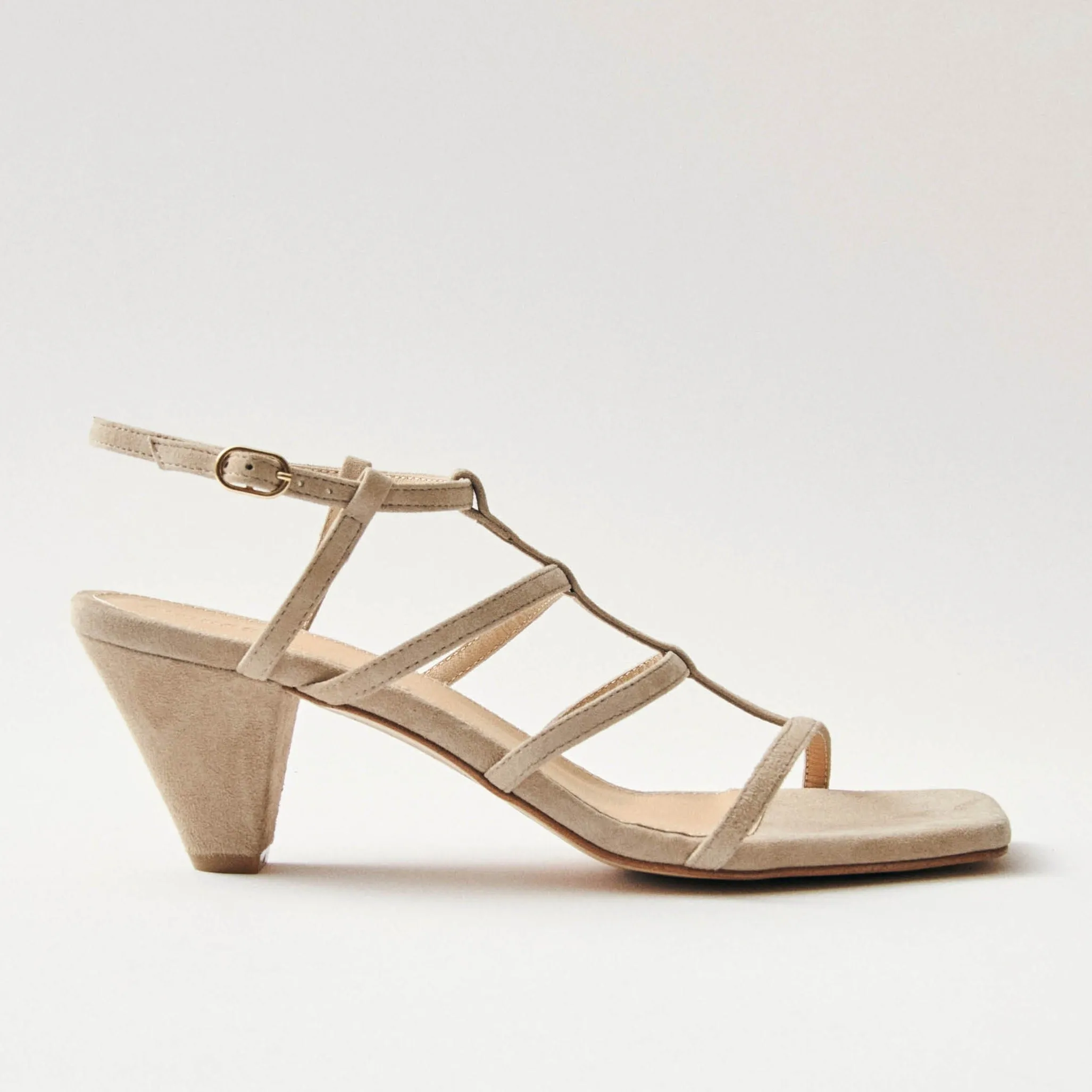 Elara Suede Taupe Leather Sandals