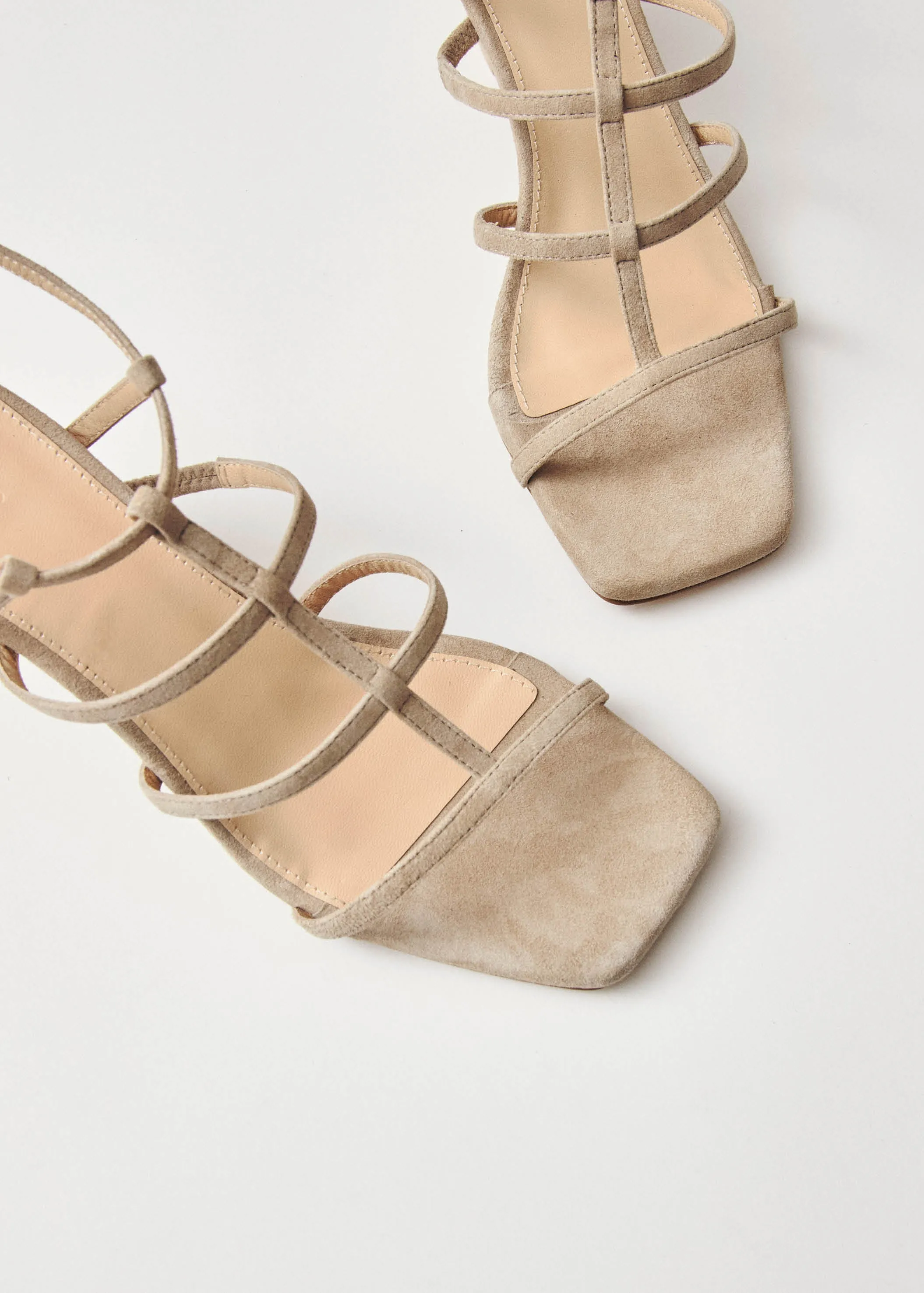 Elara Suede Taupe Leather Sandals