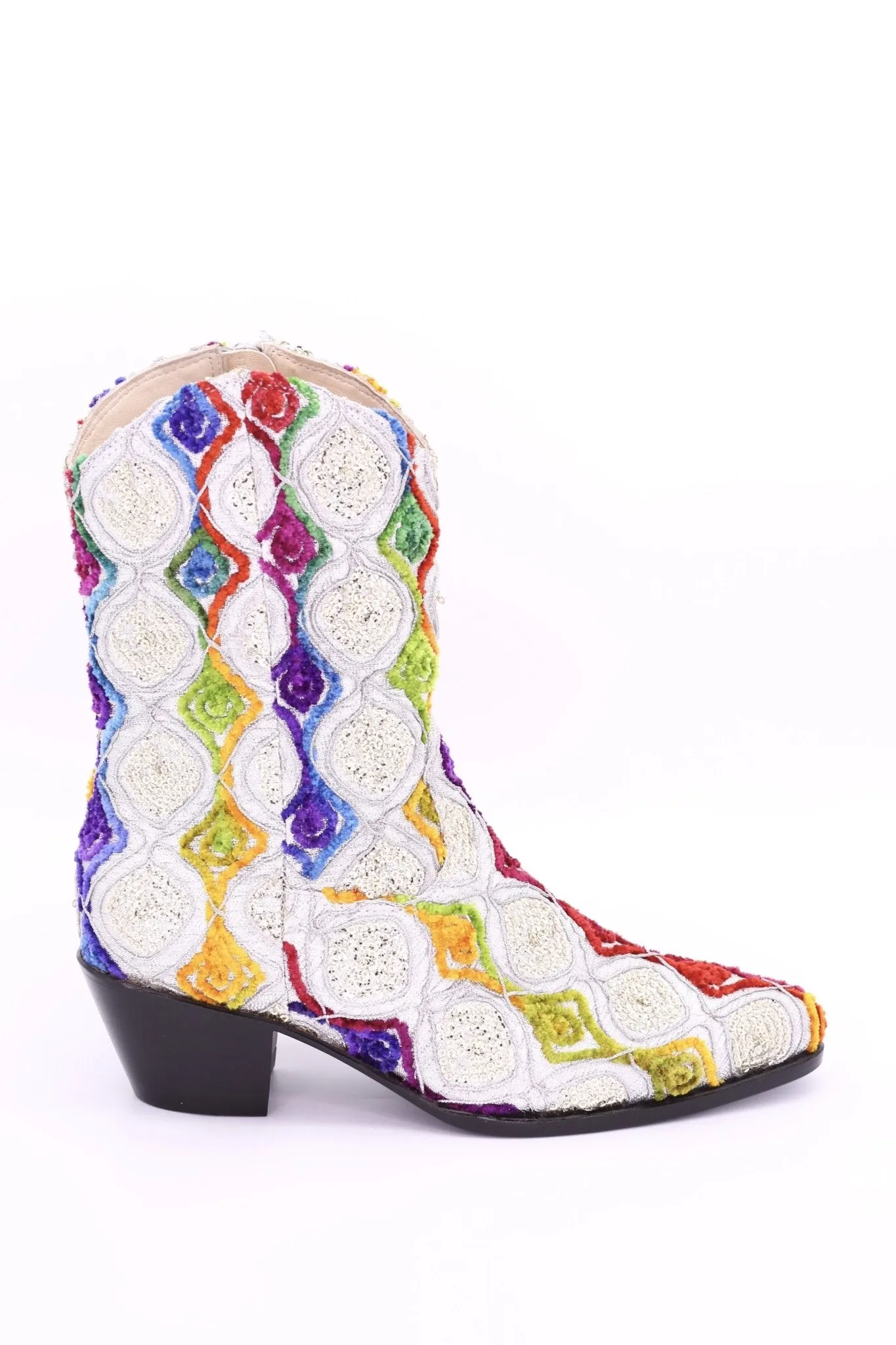 EMBROIDERED SILK BOOTS TIFFANY (SILVER)