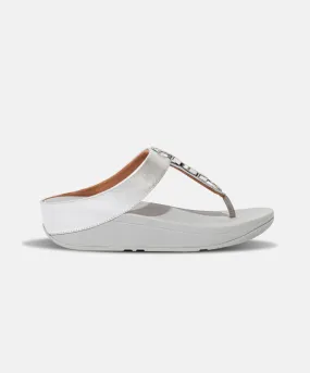 FitFlop Fino Stone Trim Toe Post Sandals Silver