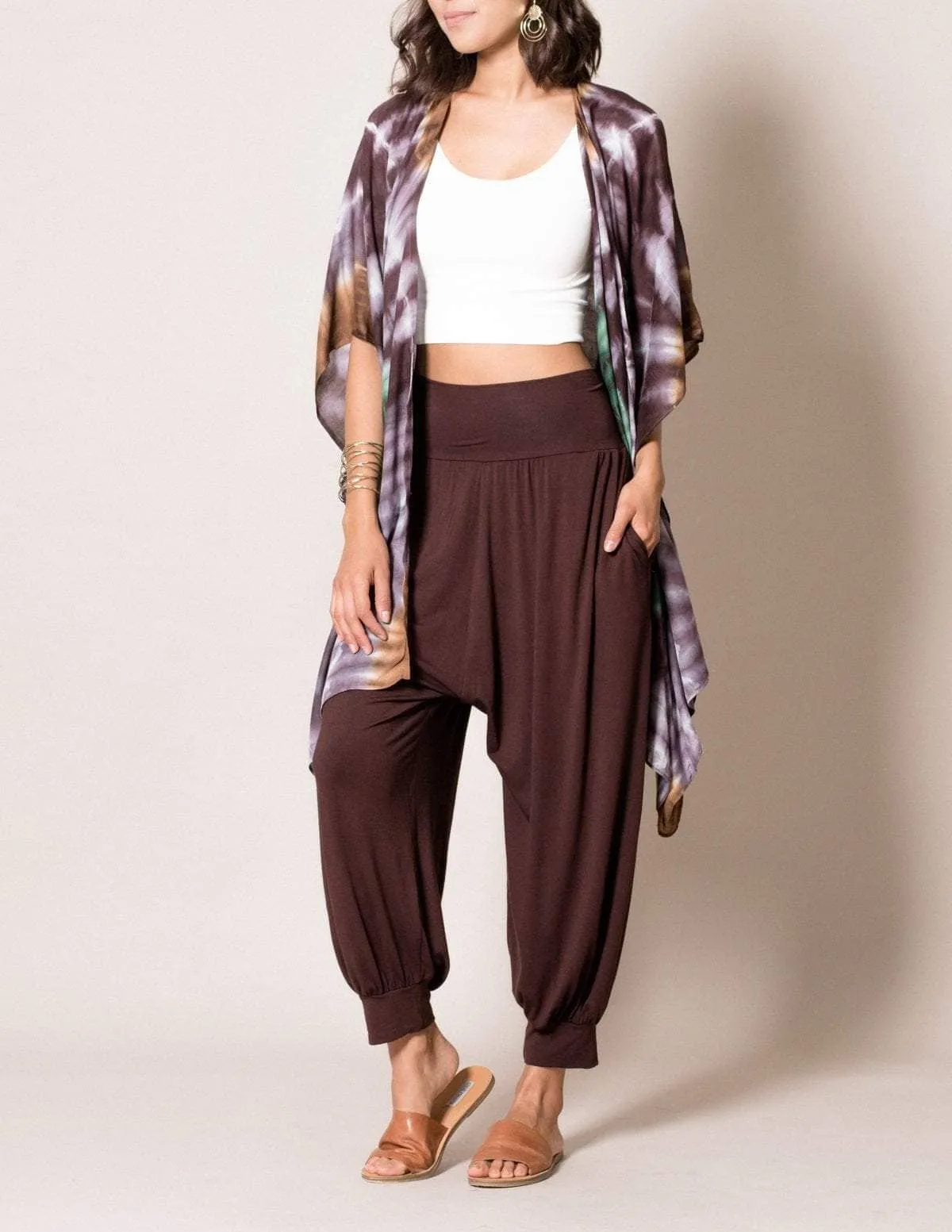 Flowy Harem Pants - Espresso-As-Is-Clearance