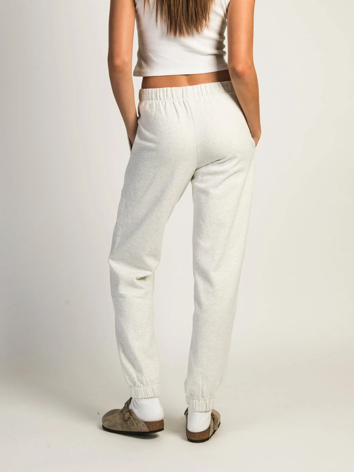 HARLOW JORDANA MELANGE SWEATPANT - HEATHER CLOUD WHITE