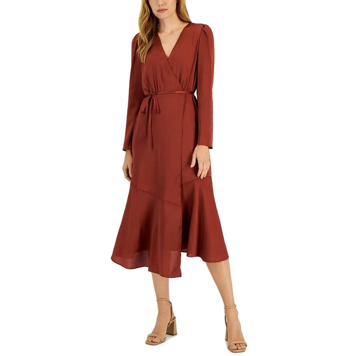 INC Womens Belted Midi Wrap Dress