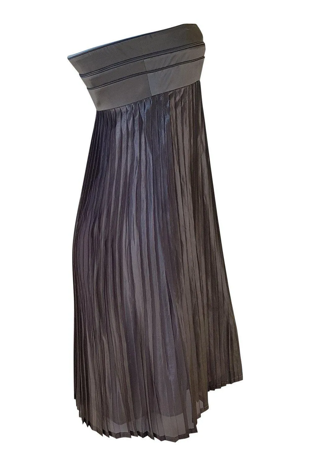 JASMINE DI MILO Brown Silk Pleated Taupe Bustier Mini Dress (UK 8)