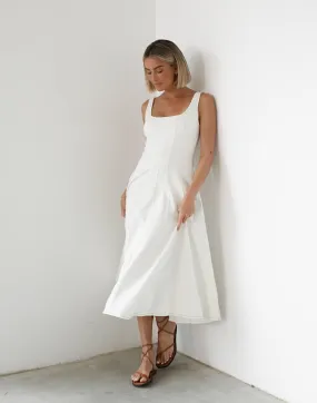 Kella Denim Maxi Dress (White)