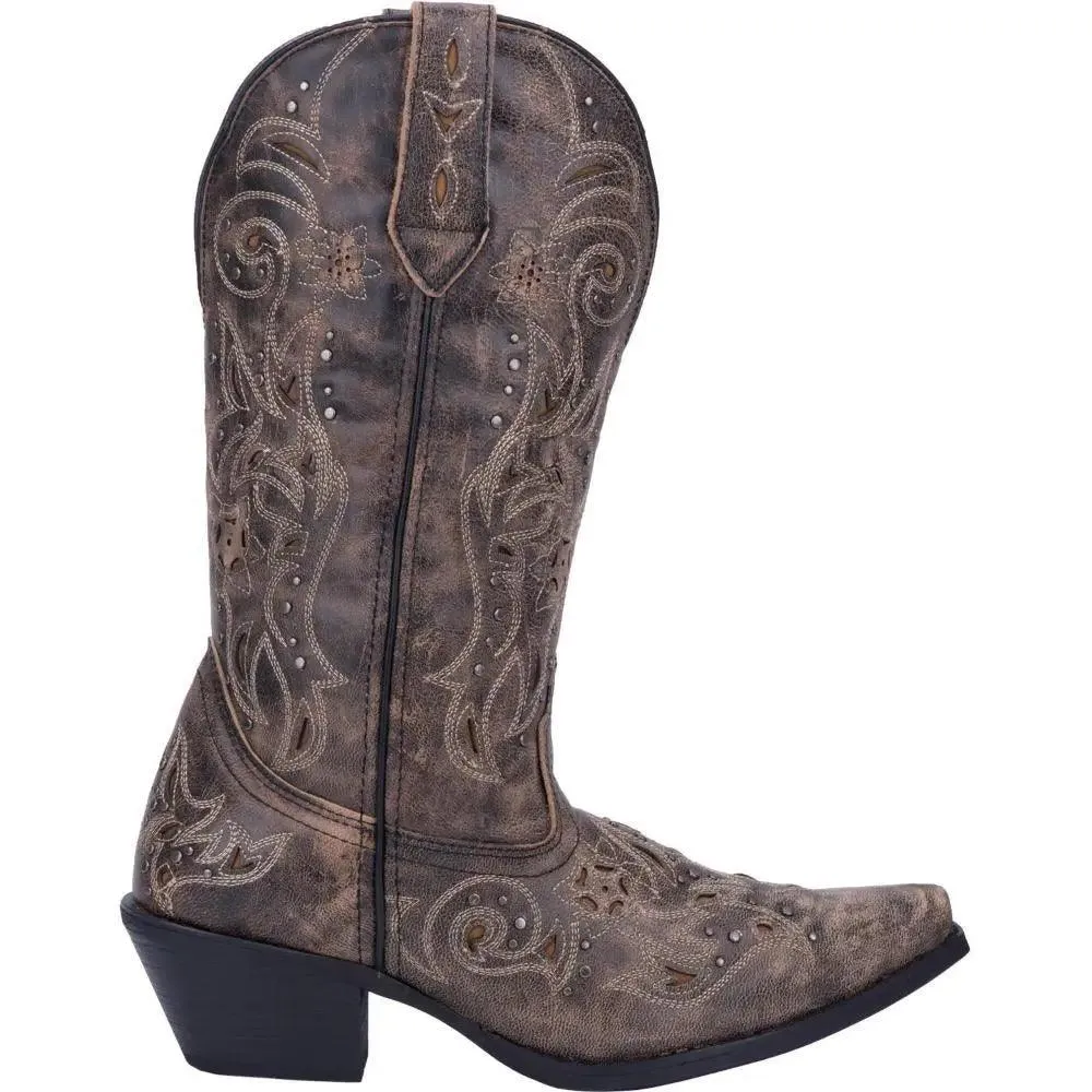 Laredo Vanessa Black Tan Snip Toe Wide Calf Leather Boot 52050